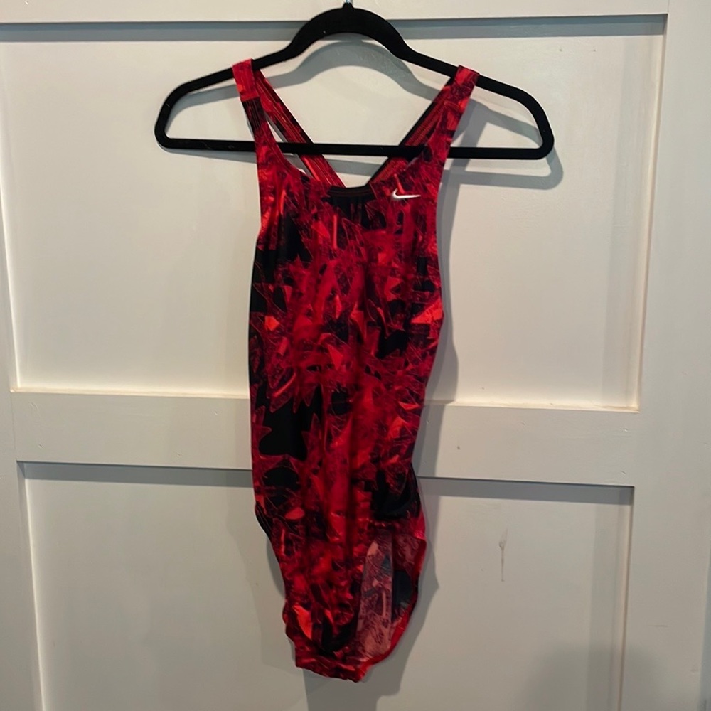 Nike Women's Red and Black Swimsuit